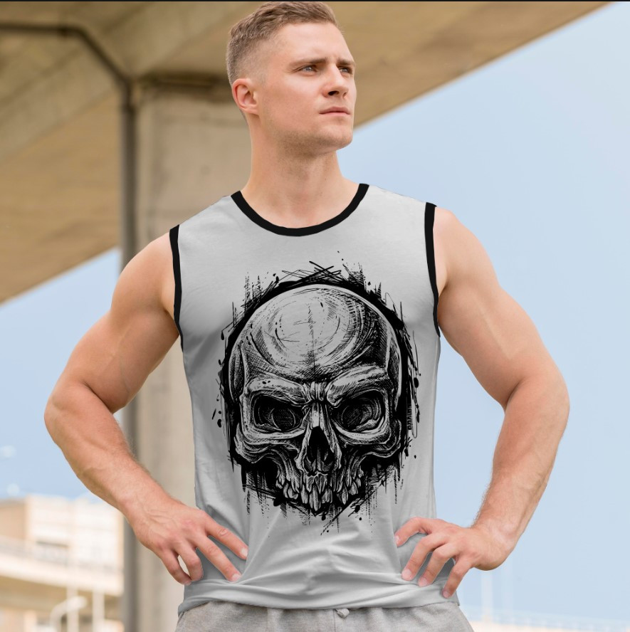 Футболка безрукавка майка "Череп готика Геловін арт малюнок" ВСІ Розміри Преміум тканина