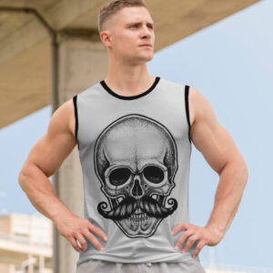 Футболка безрукавка майка "Череп готика Геловін арт з вусами" ВСІ Розміри Преміум тканина