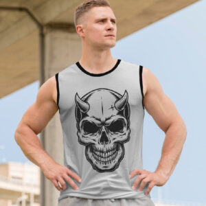 Футболка безрукавка майка "Череп готика Геловін арт демон" ВСІ Розміри Преміум тканина