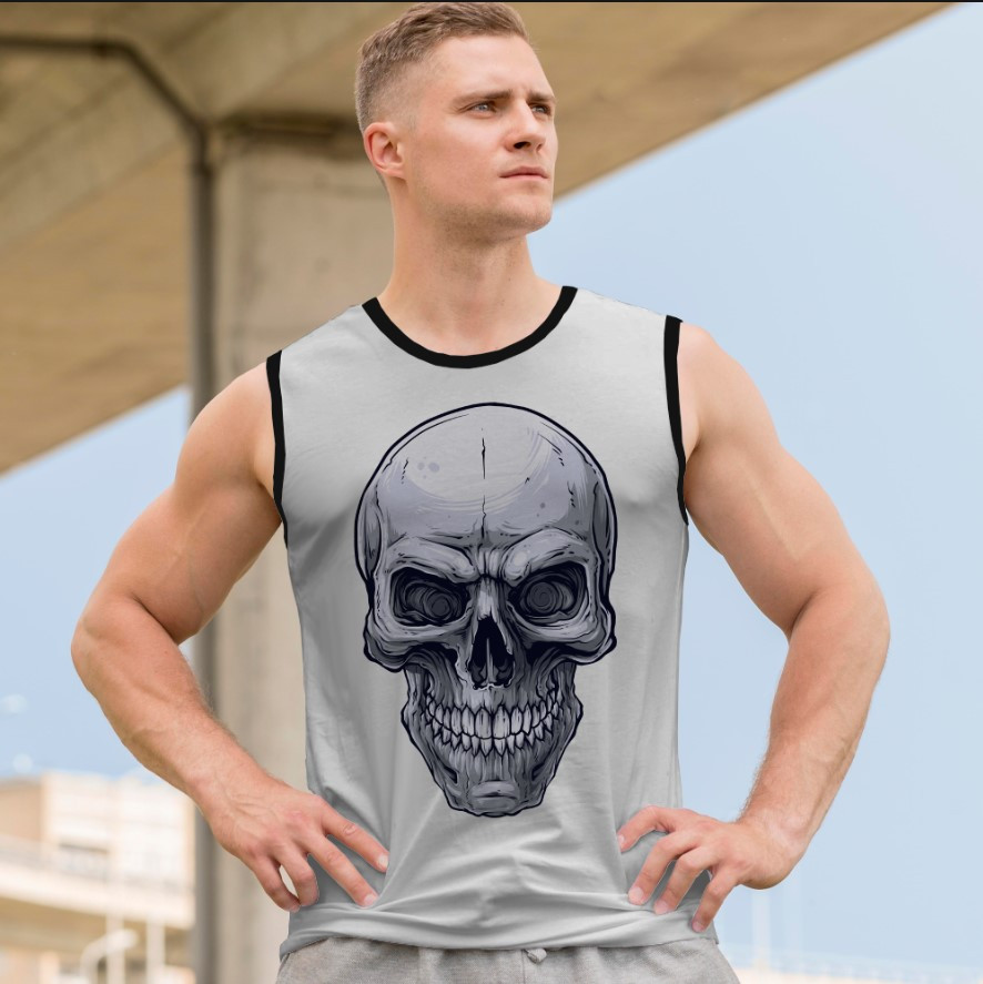 Футболка безрукавка майка "Череп готика Геловін 2" ВСІ Розміри Преміум тканина