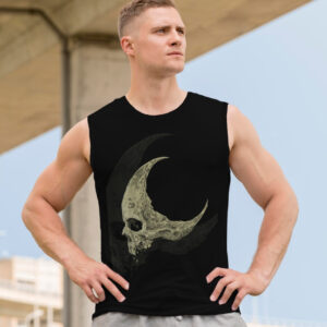 Футболка безрукавка майка "Череп готика арт вінтаж ілюзія місяць" ВСІ Розміри Преміум тканина