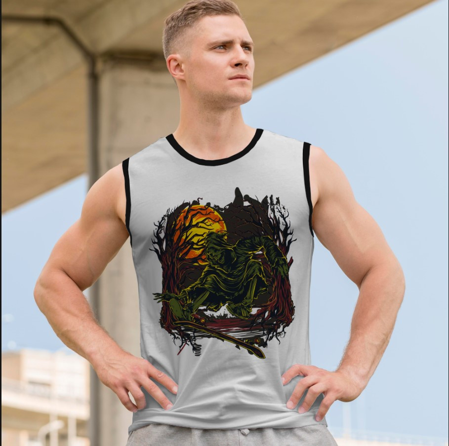 Футболка безрукавка майка "Череп арт готика скелет мантія скейт Геловін" ВСІ Розміри Преміум тканина