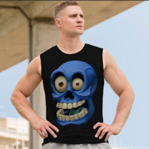 Футболка безрукавка майка "Череп арт готика мультяшний блакитний" ВСІ Розміри Преміум тканина