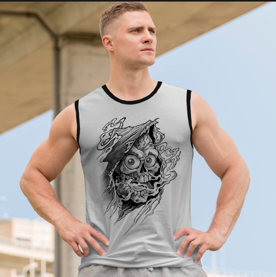 Футболка безрукавка майка "Череп арт готика мантія" ВСІ Розміри Преміум тканина