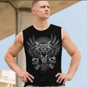 Футболка безрукавка майка "Череп арт готика крила роги хрест" ВСІ Розміри Преміум тканина