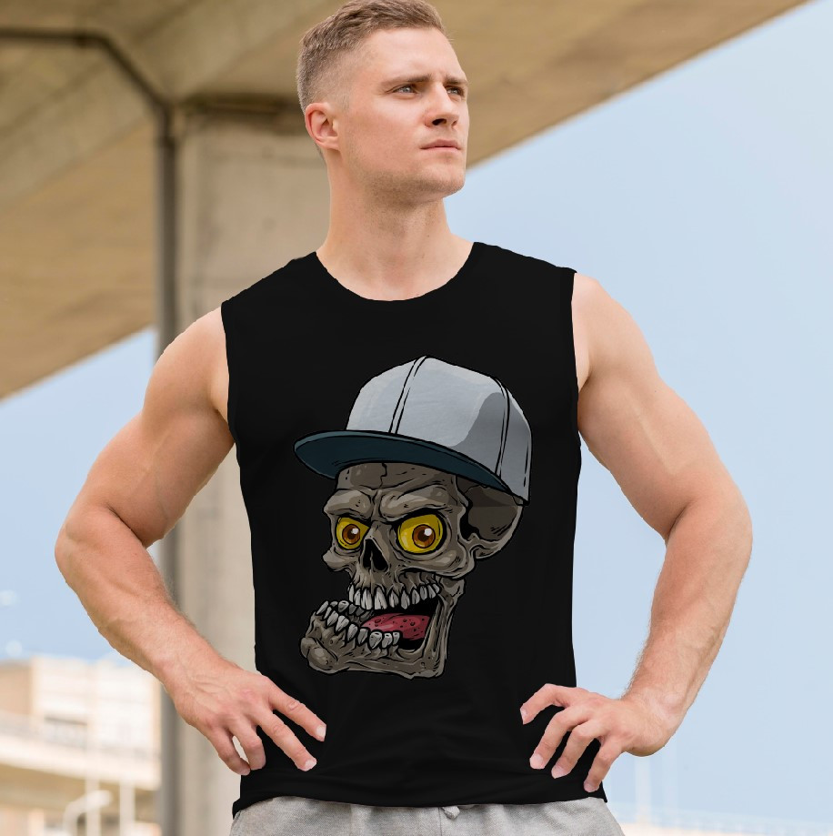 Футболка безрукавка майка "Череп арт готика кольоровий репер" ВСІ Розміри Преміум тканина