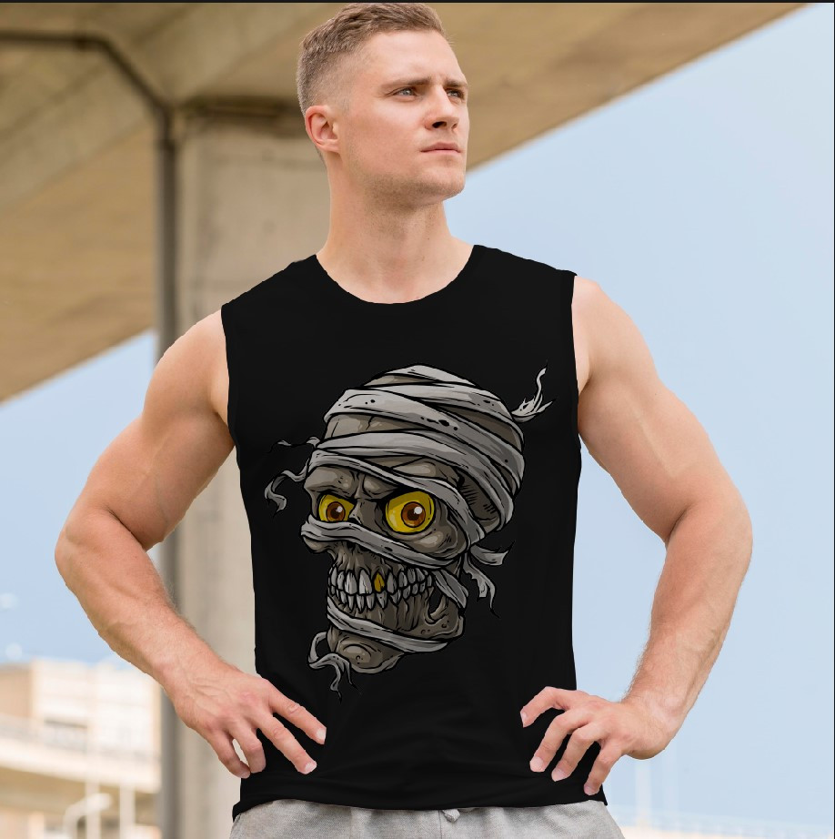 Футболка безрукавка майка "Череп арт готика кольоровий мумія" ВСІ Розміри Преміум тканина