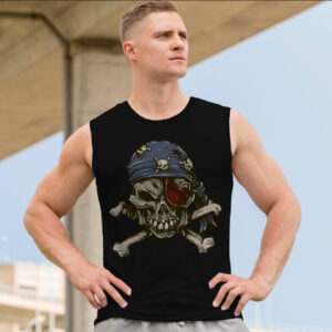 Футболка безрукавка майка "Череп арт готика кольоровий бандана пірат" ВСІ Розміри Преміум тканина