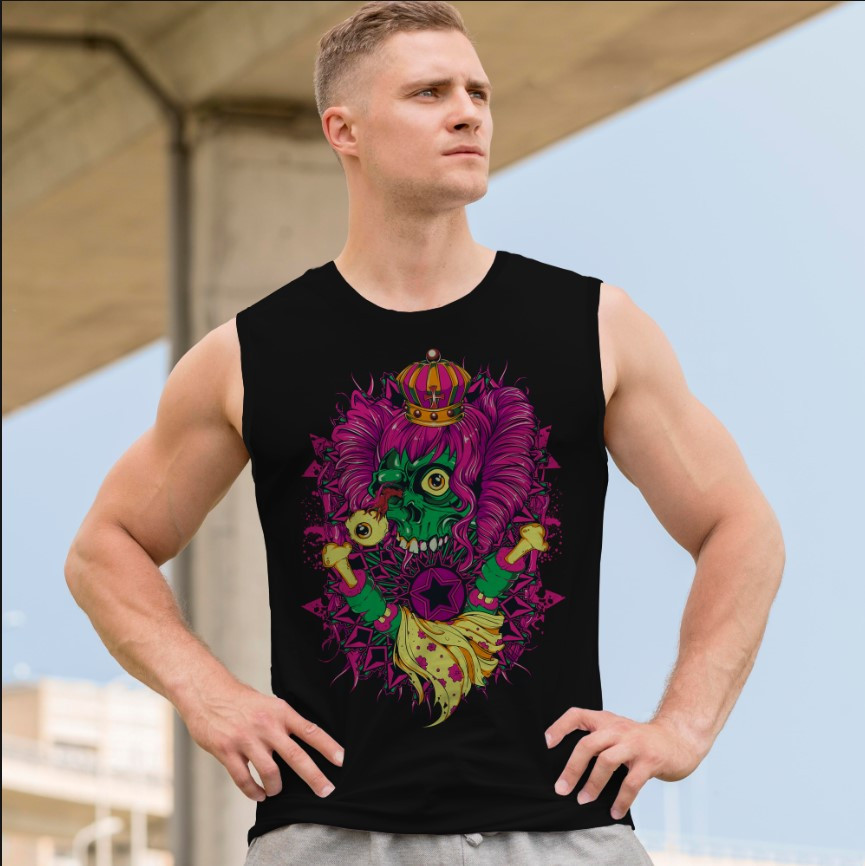 Футболка безрукавка майка "Череп арт готика зомбі" ВСІ Розміри Преміум тканина