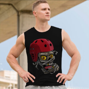 Футболка безрукавка майка "Череп арт готика голова у шоломі" ВСІ Розміри Преміум тканина