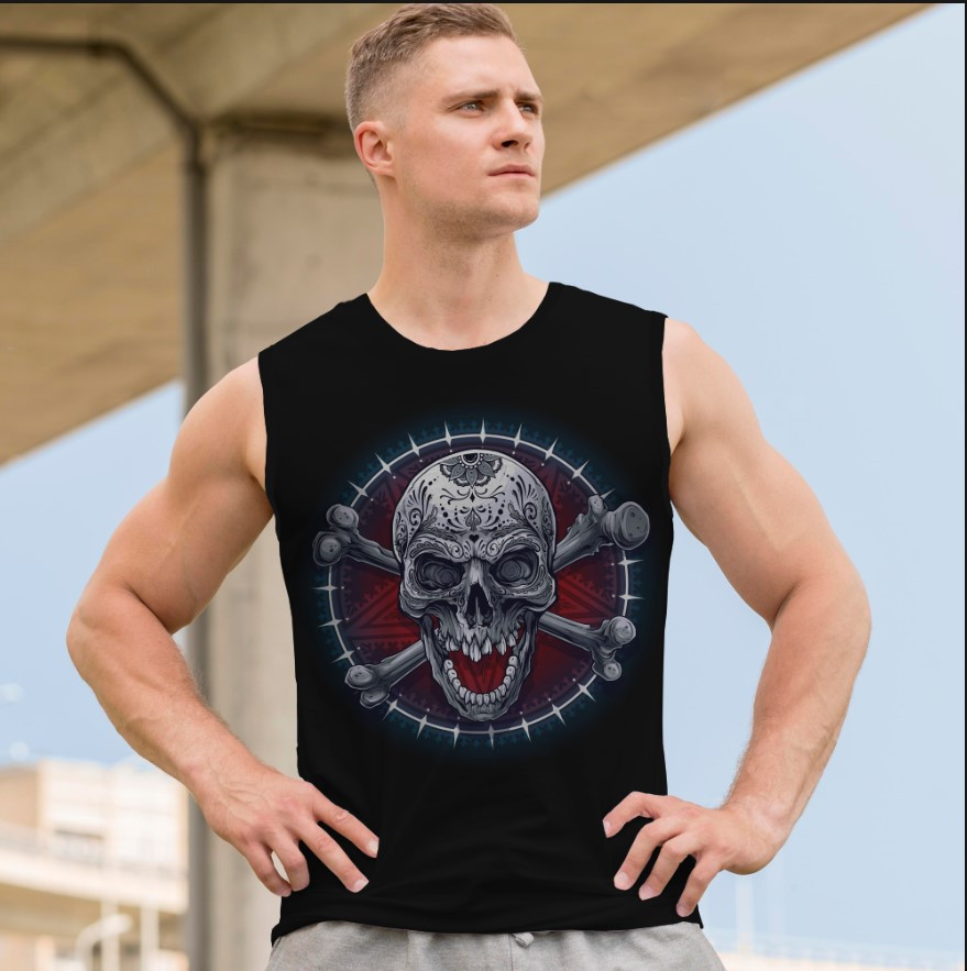 Футболка безрукавка майка "Череп арт готика 5" ВСІ Розміри Преміум тканина
