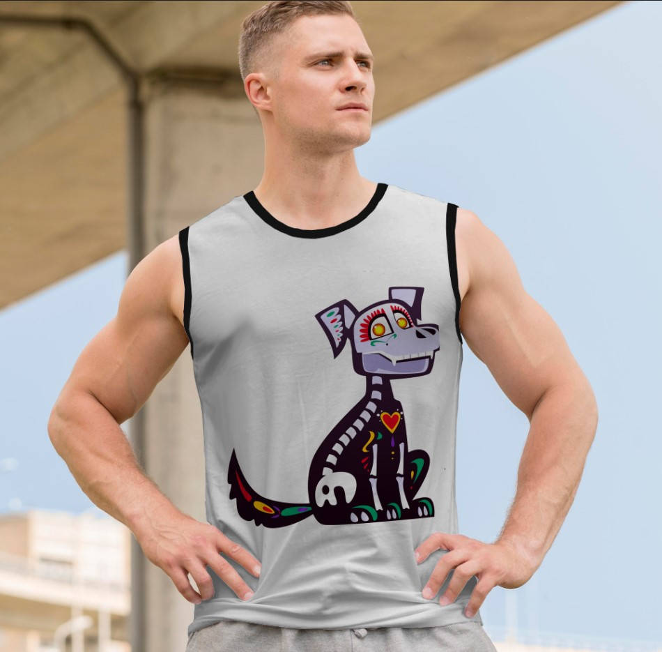 Футболка безрукавка майка "Черепа мексиканський стиль арт муерто собака" ВСІ Розміри Преміум тканина