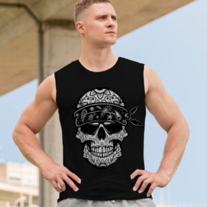 Футболка безрукавка майка "Черепа мексиканський стиль арт муерто готика бандана репер" ВСІ Розміри Преміум тканина
