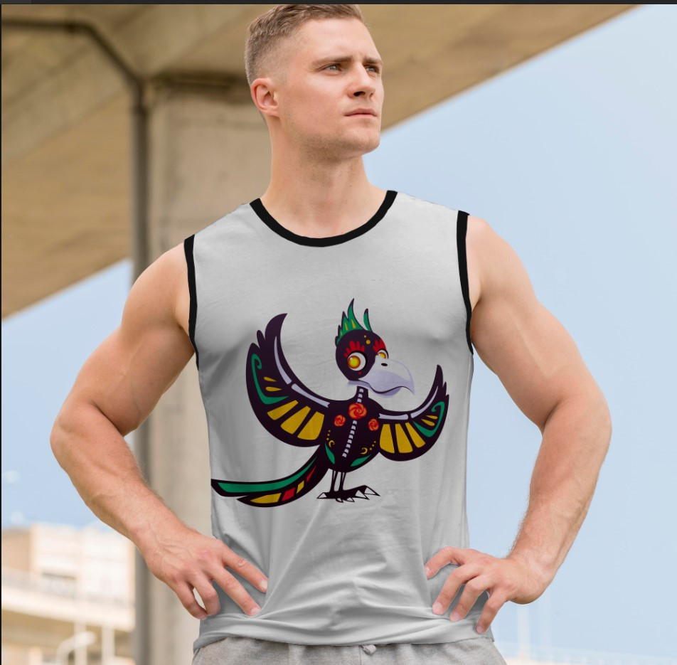 Футболка безрукавка майка "Черепа мексиканський стиль арт муерто ворона" ВСІ Розміри Преміум тканина