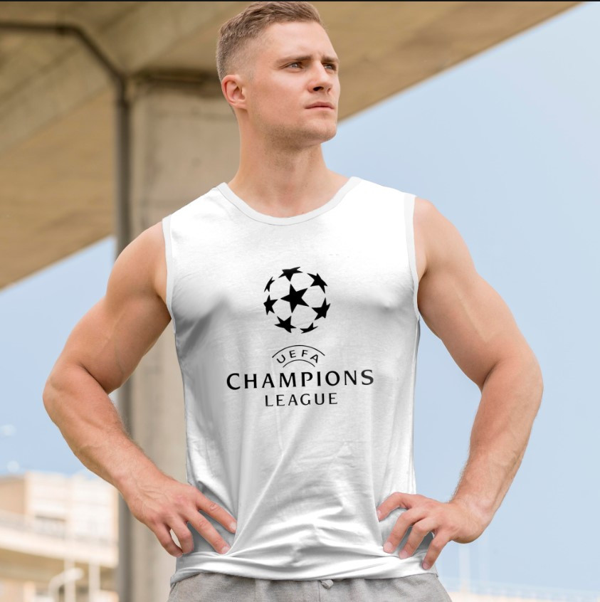 Футболка безрукавка майка "Футбол емблема логотип ліги чемпіонів уєфа" ВСІ Розміри Преміум тканина