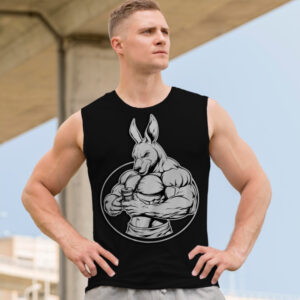 Футболка безрукавка майка "Фітнес кенгуру м'язи культурист спорт" ВСІ Розміри Преміум тканина