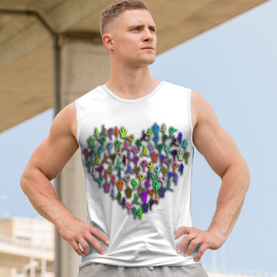 Футболка безрукавка майка "Фітнес йога спорт силуети жінок серце" ВСІ Розміри Преміум тканина