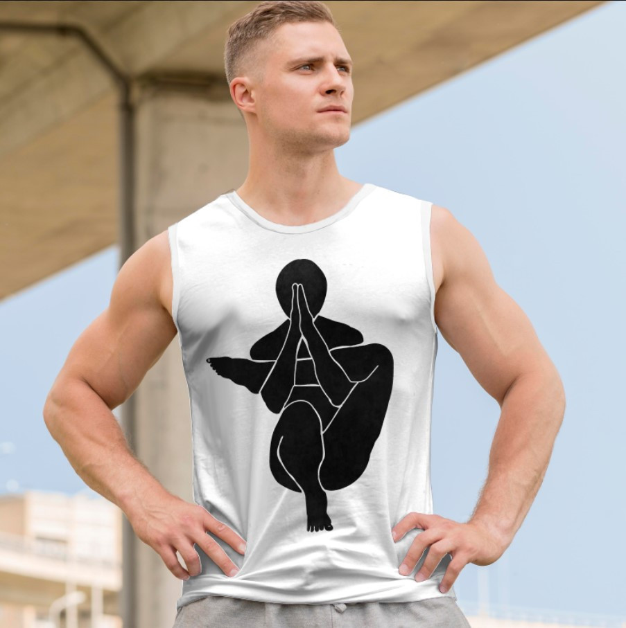 Футболка безрукавка майка "Фітнес йога спорт написи силует жінки" ВСІ Розміри Преміум тканина