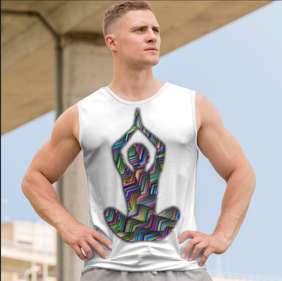 Футболка безрукавка майка "Фітнес йога спорт мотивація слова написи аура силует жінки" ВСІ Розміри Преміум тканина