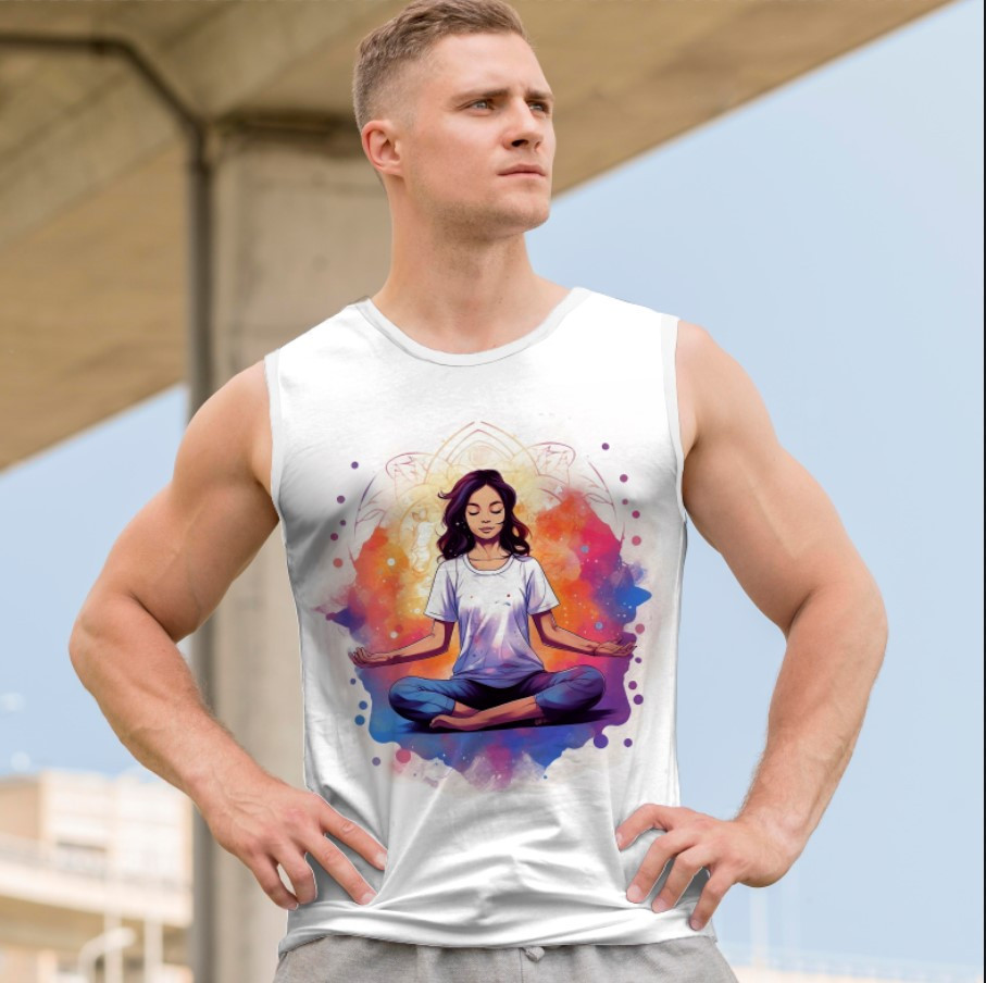 Футболка безрукавка майка "Фітнес йога спорт аура силует жінки 4" ВСІ Розміри Преміум тканина