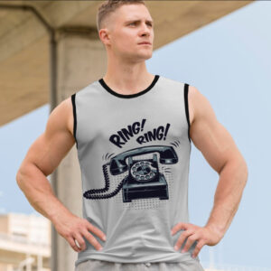 Футболка безрукавка майка "Прикольний мем ретро телефон дзвоник" ВСІ Розміри Преміум тканина