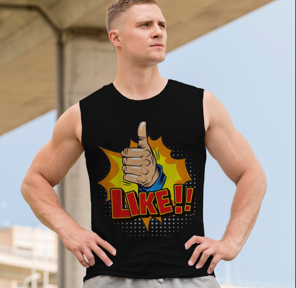 Футболка безрукавка майка "Прикольний мем знак напис лайк" ВСІ Розміри Преміум тканина