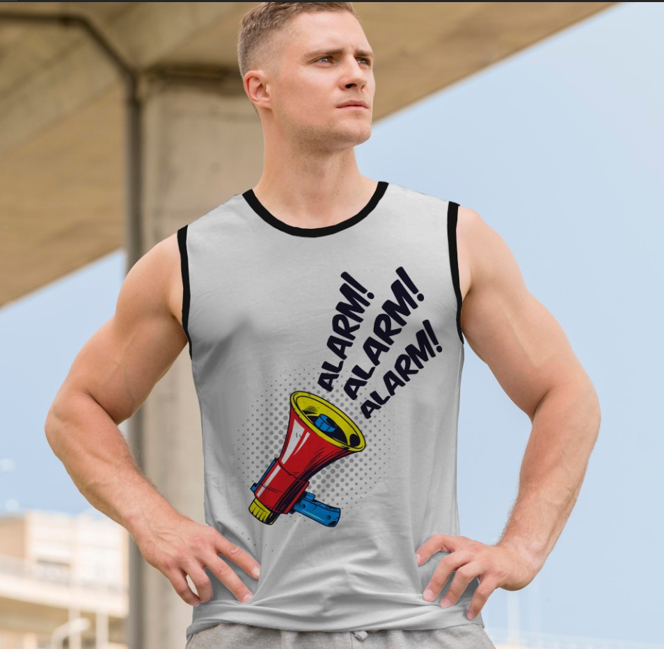 Футболка безрукавка майка "Прикольний мем знак напис гучномовець арт" ВСІ Розміри Преміум тканина