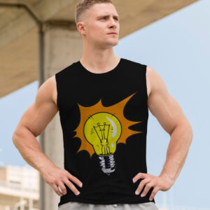 Футболка безрукавка майка "Прикольний мем знак лампочка думки розум" ВСІ Розміри Преміум тканина