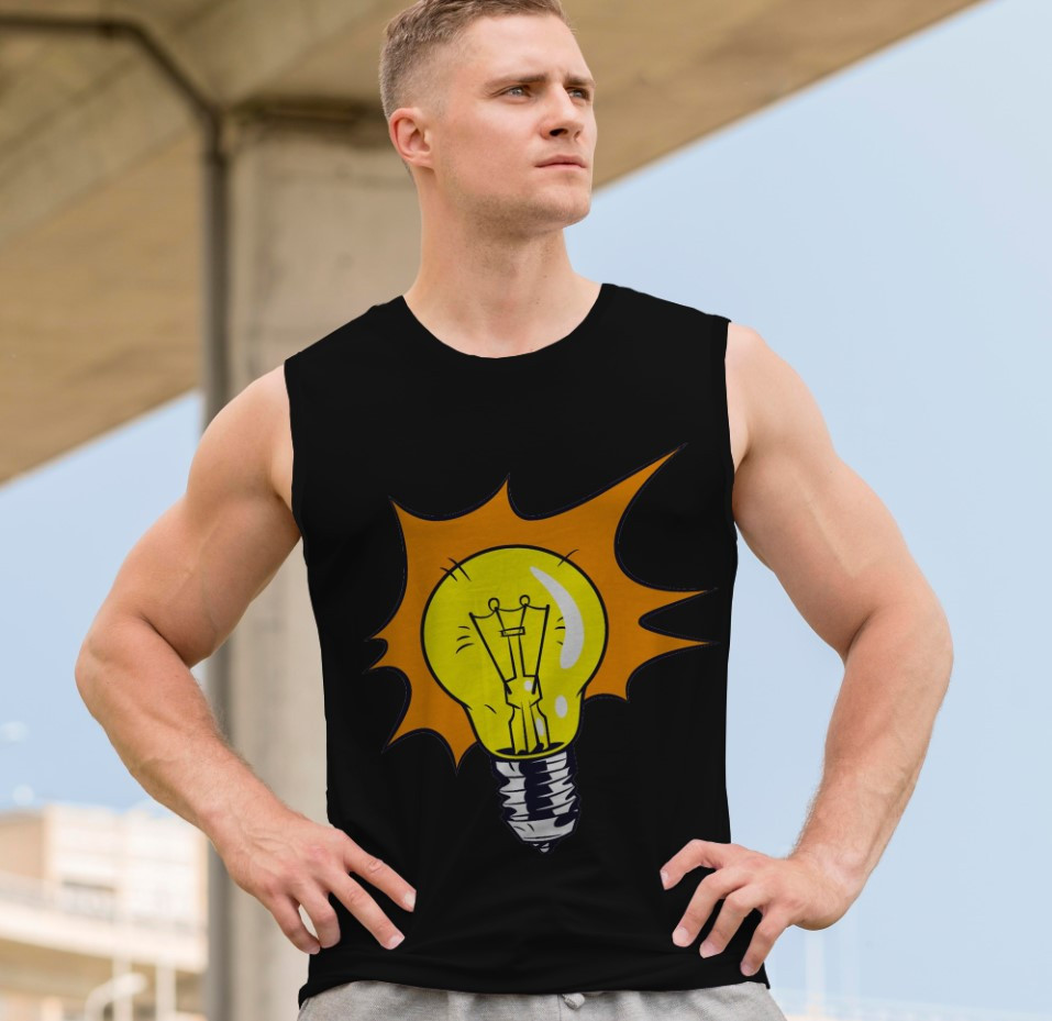 Футболка безрукавка майка "Прикольний мем знак лампочка думки розум" ВСІ Розміри Преміум тканина