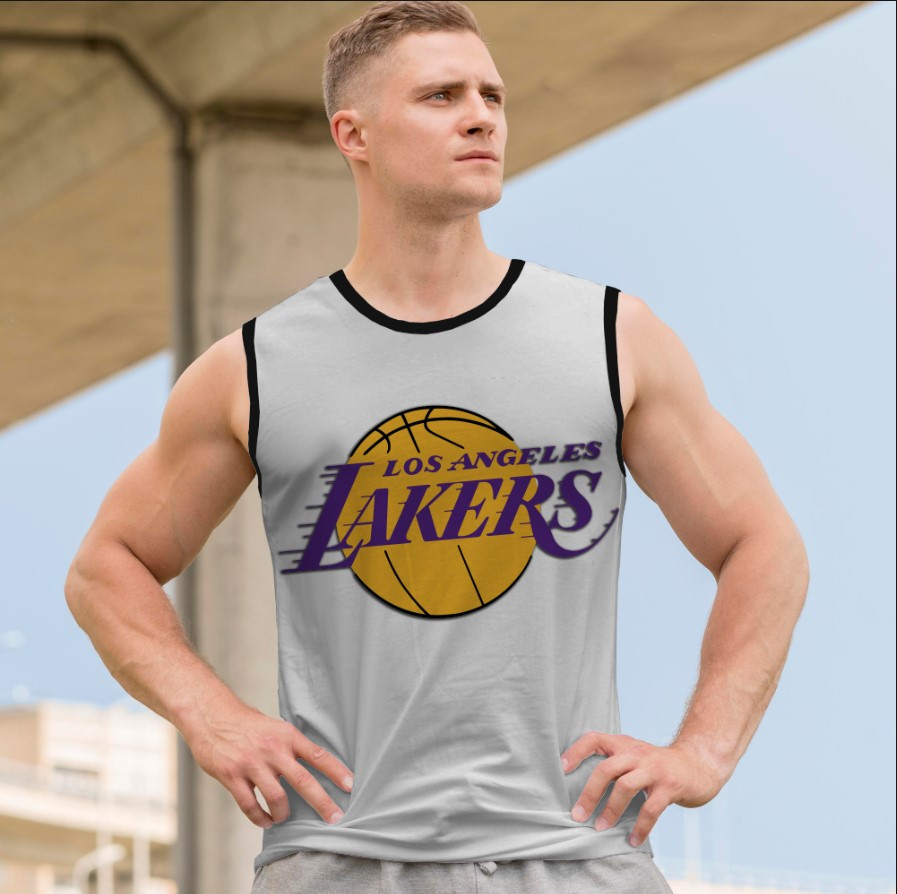Футболка безрукавка майка "Лейкерс емблема лого баскетбол клуб команда" ВСІ Розміри Преміум тканина
