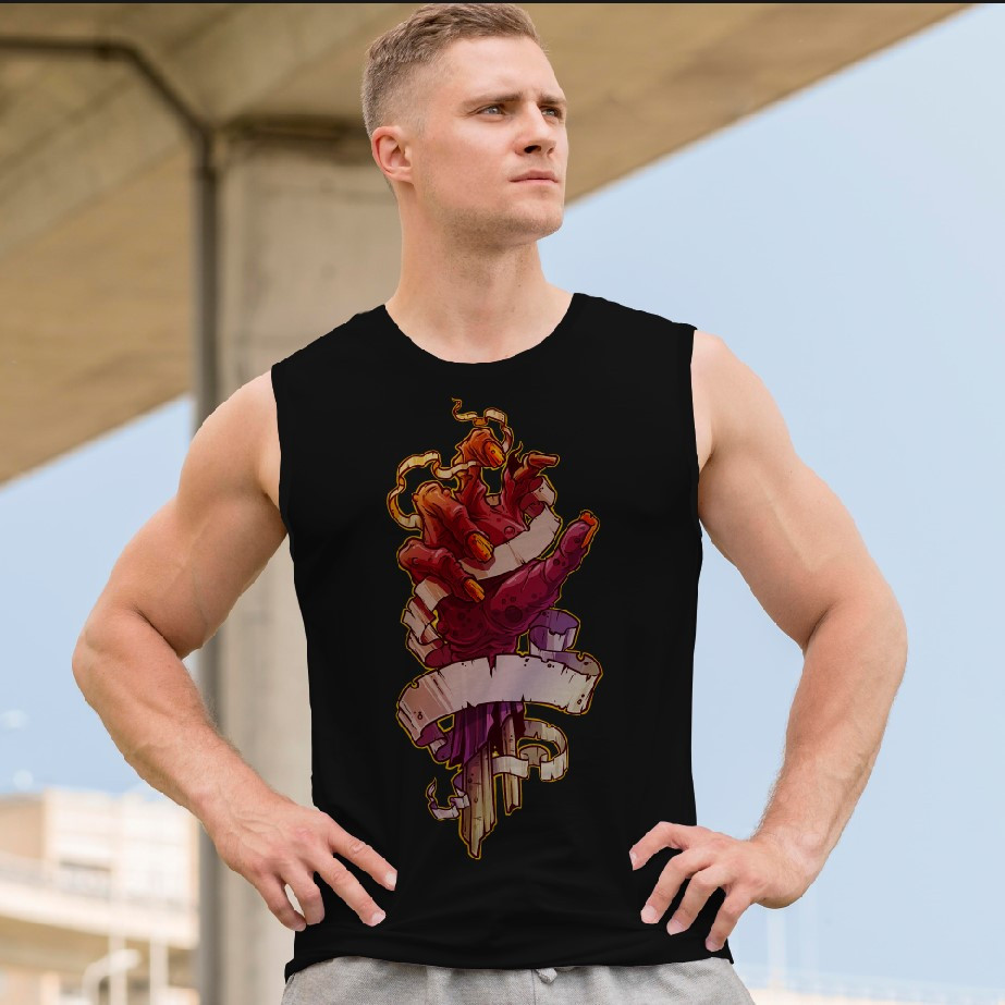 Футболка безрукавка майка "Готика Геловін арт рука зомбі" ВСІ Розміри Преміум тканина