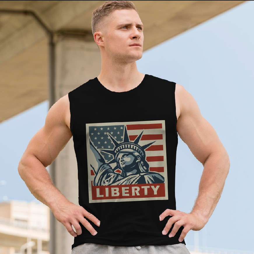 Футболка безрукавка майка "Арт статуя свободи прапор" ВСІ Розміри Преміум тканина