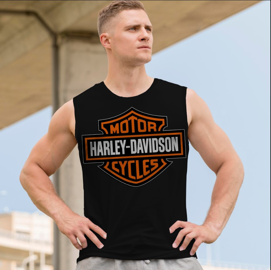 Футболка безрукавка майка "Арт рок Харлей Девідсон емблема" ВСІ Розміри Преміум тканина