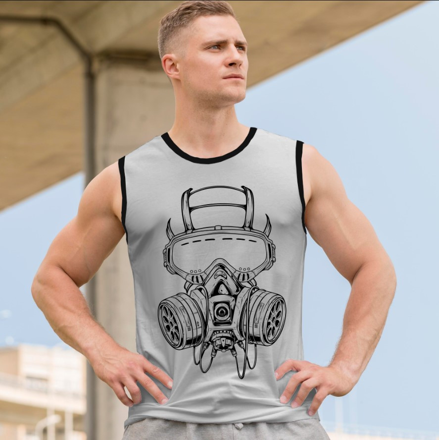 Футболка безрукавка майка "Арт протигаз сталкера" ВСІ Розміри Преміум тканина