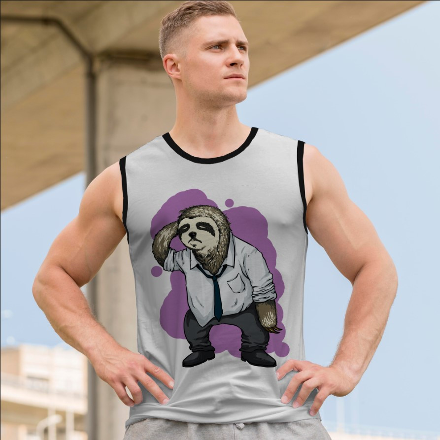 Футболка безрукавка майка "Арт малюнок ленивець" ВСІ Розміри Преміум тканина