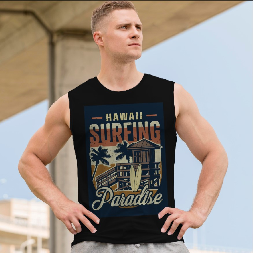 Футболка безрукавка майка "Арт малюнок Гаваї" ВСІ Розміри Преміум тканина