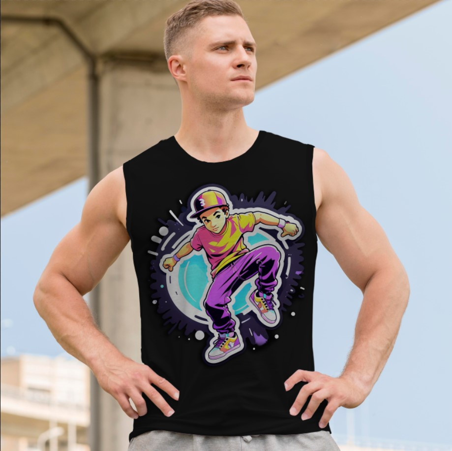 Футболка безрукавка майка "Арт графіті танці брейкданс хлопець" ВСІ Розміри Преміум тканина