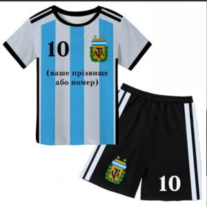 Костюм футболка + шорти збірна Аргентини футбольна форма емблема футбол ВСІ Розміри Преміум тканина