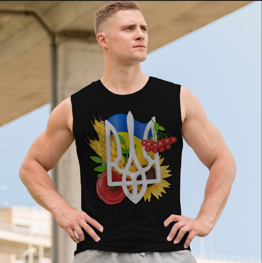 Футболка безрукавка майка прапор України тризуб герб маки калина ВСІ Розміри Преміум тканина