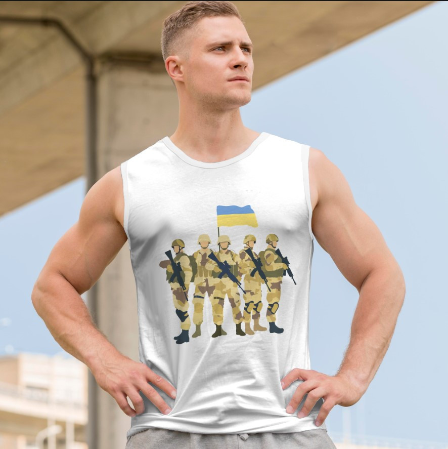 Футболка безрукавка майка прапор України тризуб військовий солдат 1 ВСІ Розміри Преміум тканина