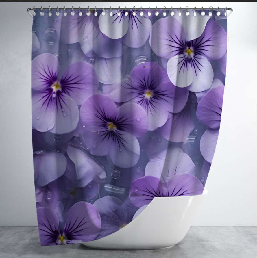 Штора для ванної "Фіалки квіти" 150х200см