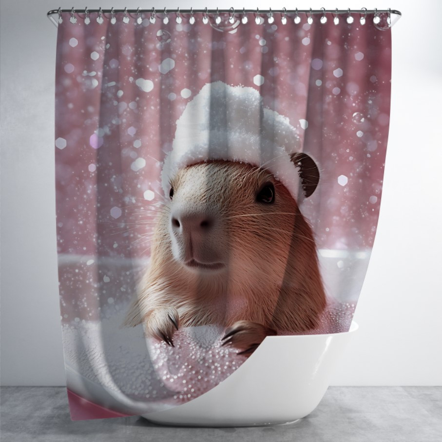Штора для ванної "Капібара купається миється у душі" 150х200см
