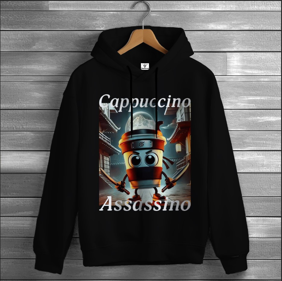 Толстовка-кенгуру (толстовка) з мемом прикольна капучіно асасіно ВСІ Розміри Преміум тканина