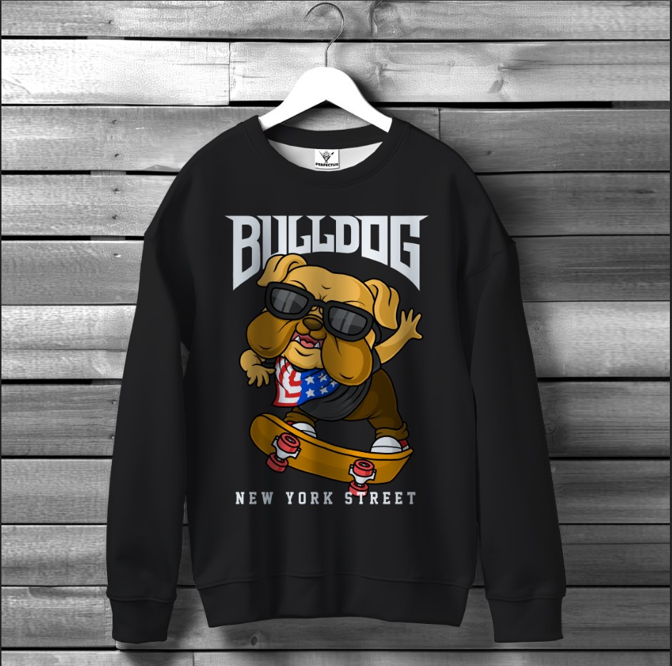 Світшот Бульдог На Скейті Арт ВСІ Розміри Преміум тканина