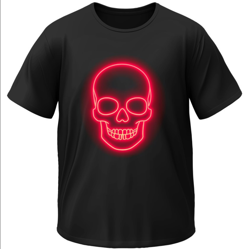 Футболка Червоний неоновий череп ВСІ Розміри Преміум тканина