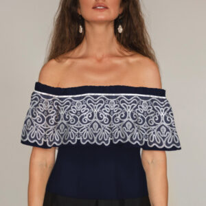 Блуза ЛАДА Вишиванка з воланом і відкритими плечима з білим мереживом 1 ВСІ Розміри Преміум тканина