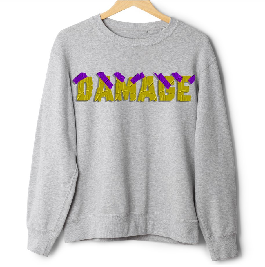 Світшот Damage Напис Текстура Скотча оверсайз унісекс ВСІ Розміри Преміум тканина