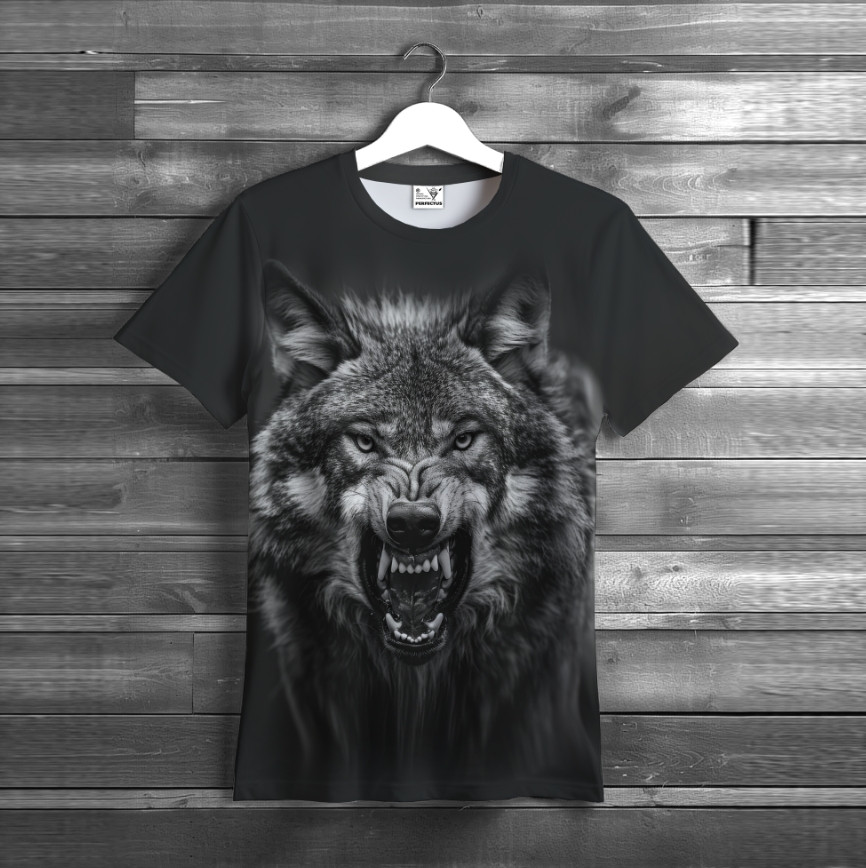 Футболка Вовк паща оскал ВСІ розміри унісекс Преміум тканина