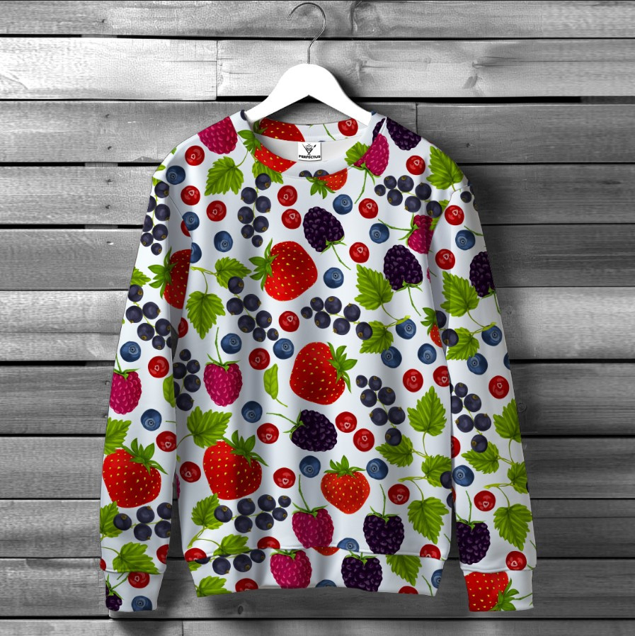 Світшот "З ягодами полуниця ожина малина" оверсайз унісекс ВСІ розміри Преміум тканина