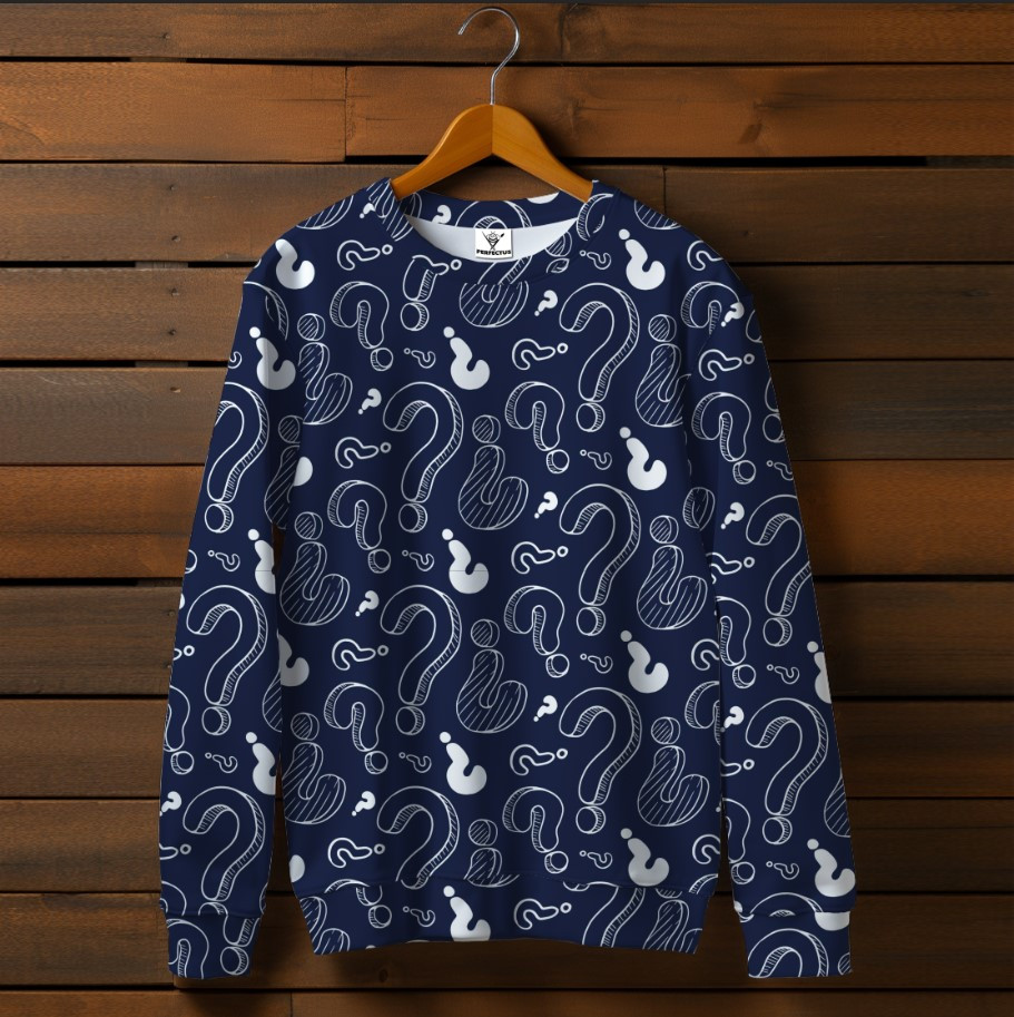 Світшот "Знаки питання на синьому фоні" оверсайз унісекс ВСІ розміри Преміум тканина